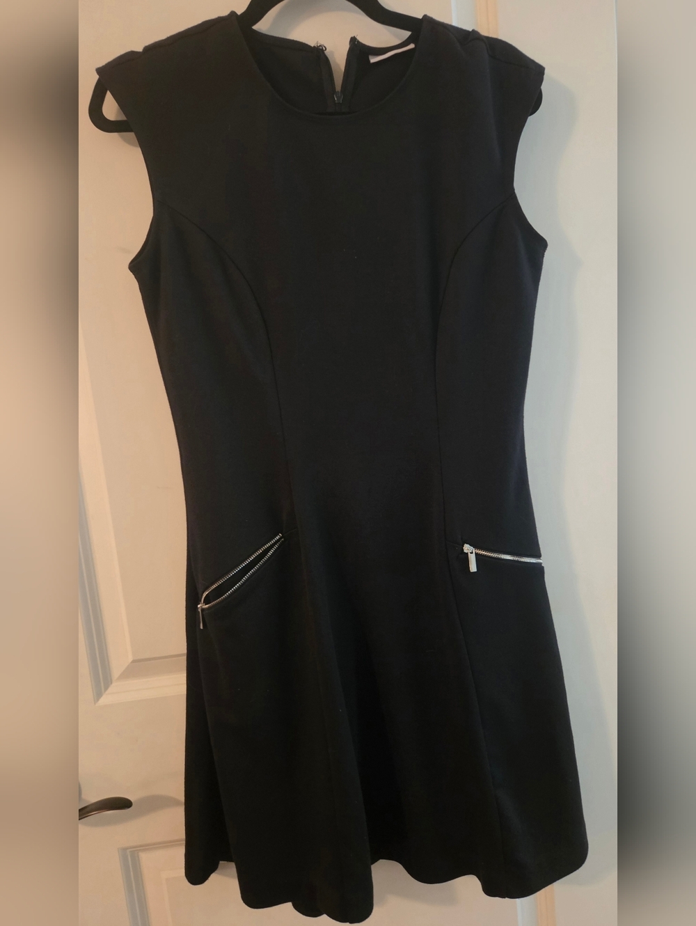 New York & Company Black Mini Dress with Silver Zippers